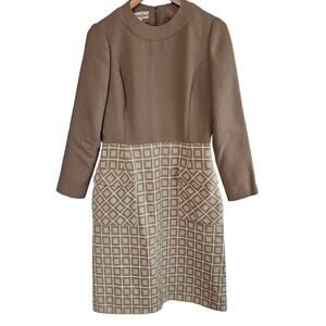 Vintage 60s Contima Shift Dress Womens Medium Brown Mod Twee ALine Preppy Pinup